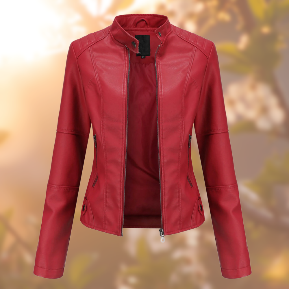 Jacket with high collar and zipper for women