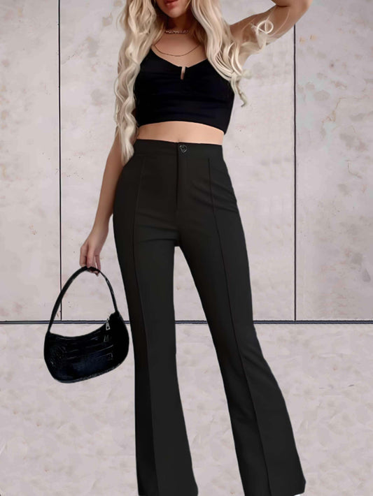 Amélie - Beautifully tailored high-waisted pants with vertical pleats and wide legs