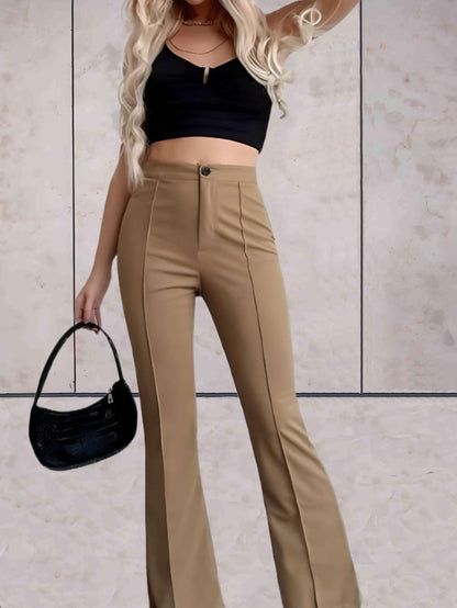 Amélie - Beautifully tailored high-waisted pants with vertical pleats and wide legs