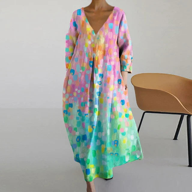 Dilou - Elegant Colourful Summer Dress with Print