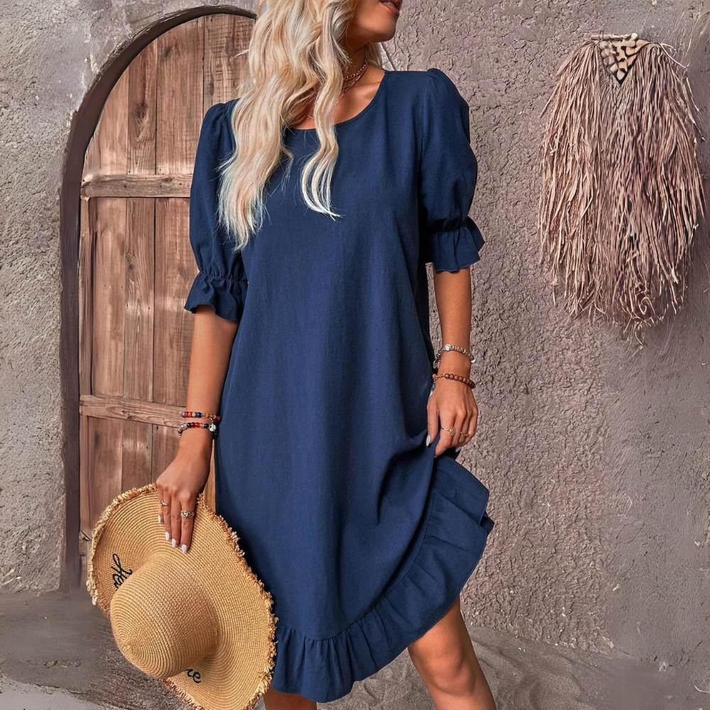 Elena - Casual Summer Dress with Puffed Sleeves