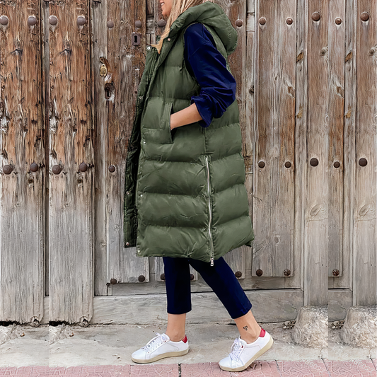 Long hooded vest jacket - Elena