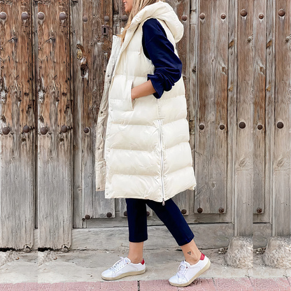 Long hooded vest jacket - Elena