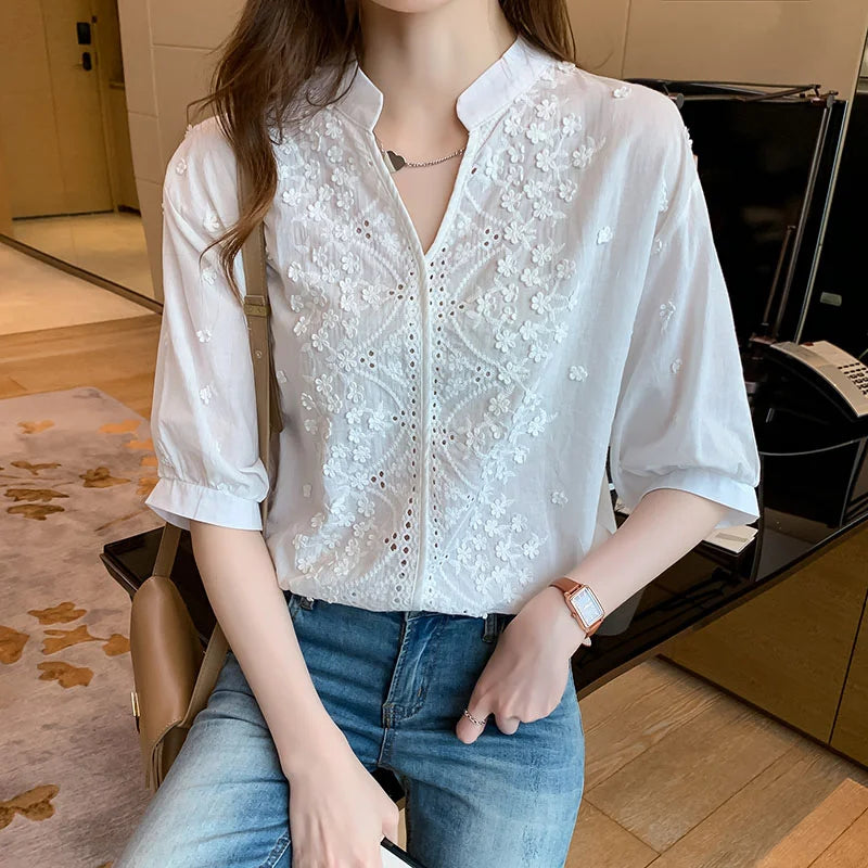 Erin - Lace Top with Lantern Sleeves