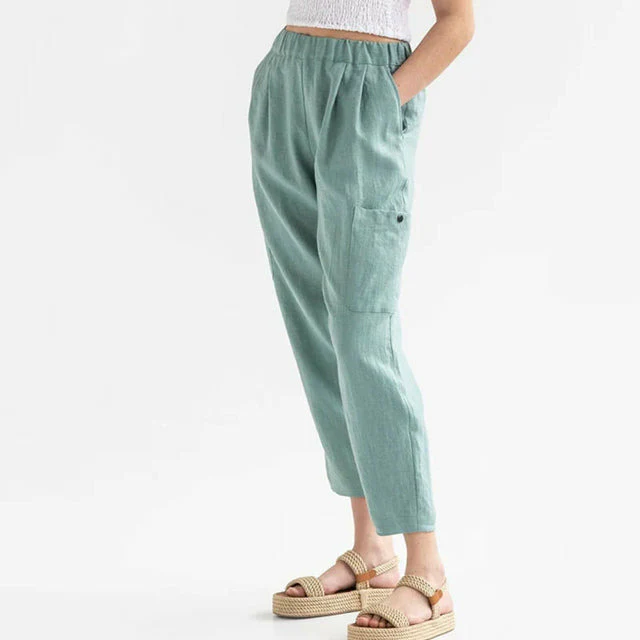 Cécile - Plain straight-leg casual pants