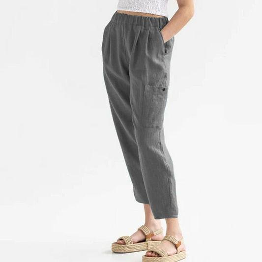 Cécile - Plain straight-leg casual pants