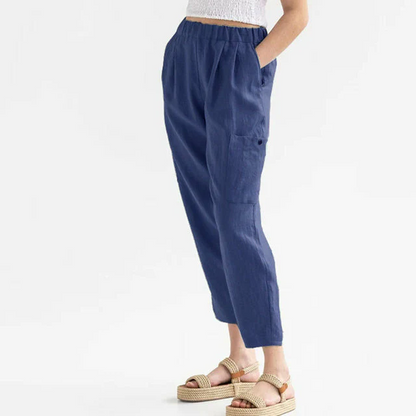 Cécile - Plain straight-leg casual pants