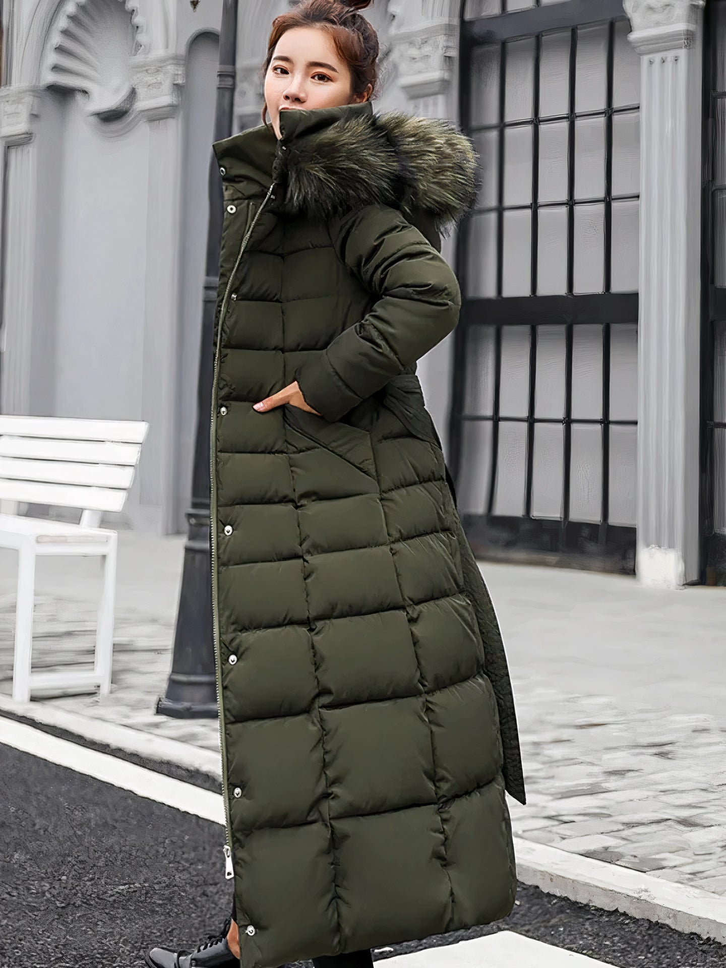 Long, warm winter coat for women - Estella