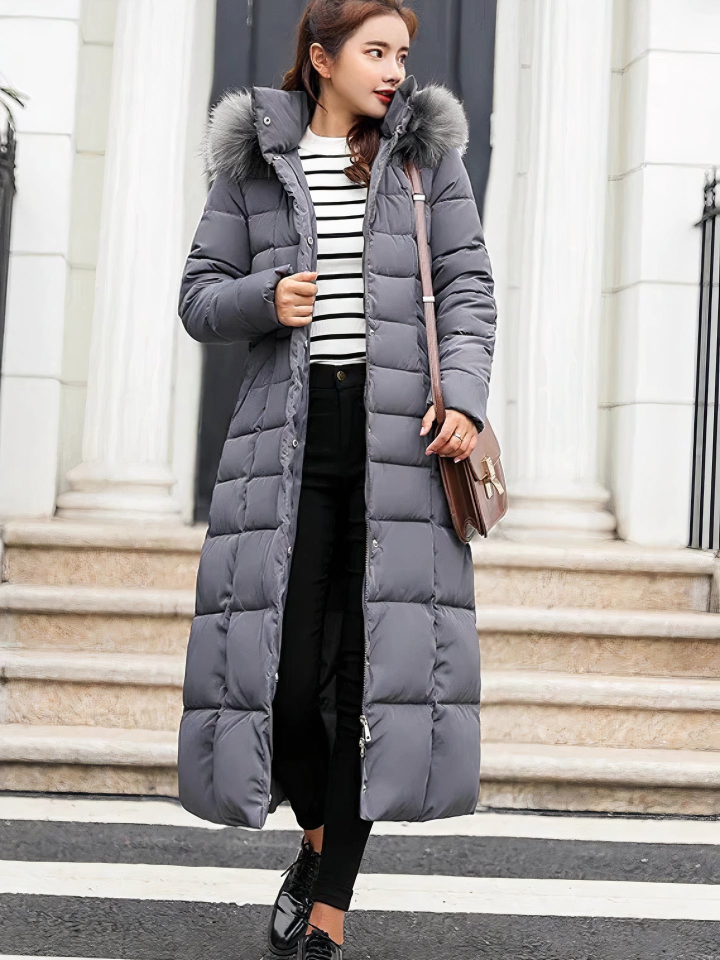 Long, warm winter coat for women - Estella