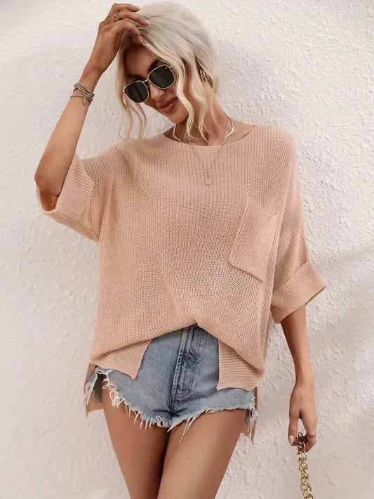 Knitted oversized blouse for the summer | feline