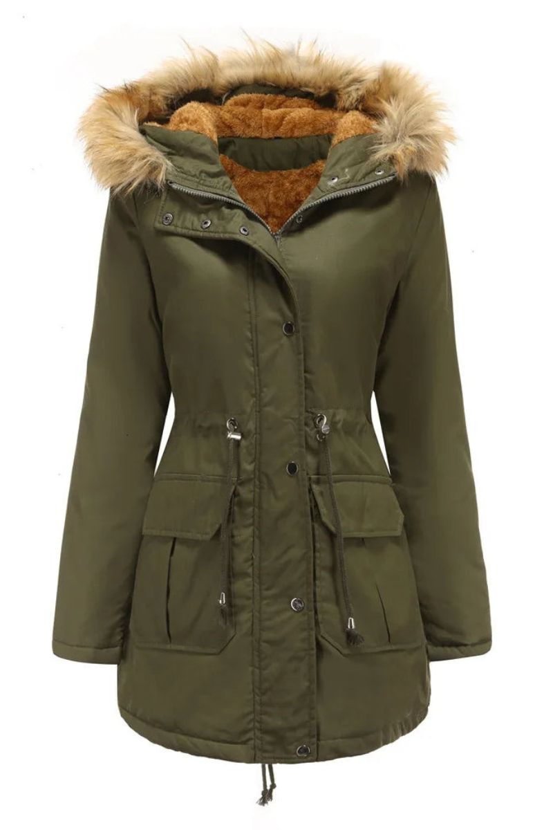 Winter parka with faux fur hood for women - Fiene