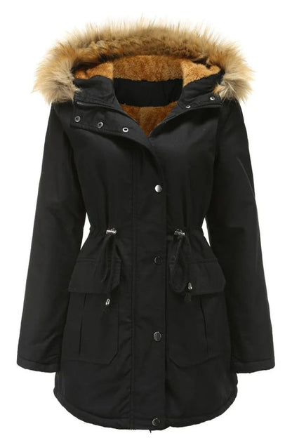 Winter parka with faux fur hood for women - Fiene