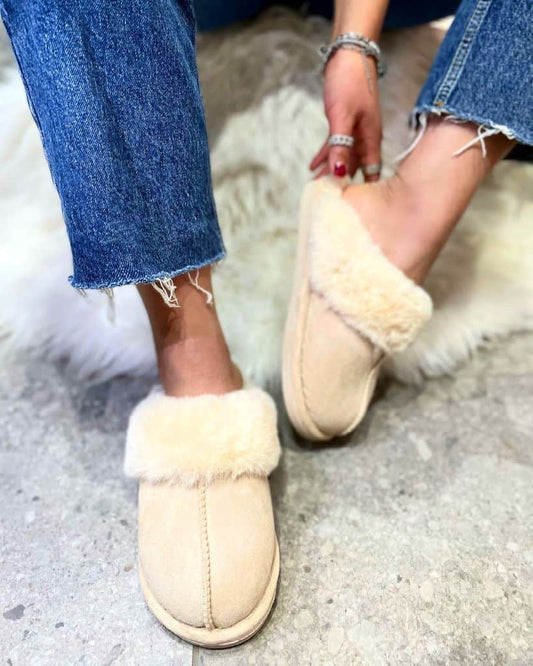 Fluffy Slippers | Elin Beige - Soft and Warm - Ideal for Cold Evenings at Home