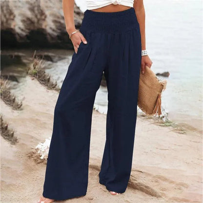 Women's Summer Pants - Casual Chic - Cotton and Linen Blend - Ideal for Summer Occasions