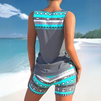 Freya - Tankini with Geometric Print and V-neckline