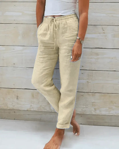 Linen Pants - High Waist - Lightweight and Breathable - Perfect for Summer Days