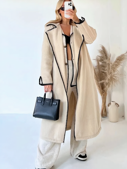 Long, loose women's coat with lapels - Gracie