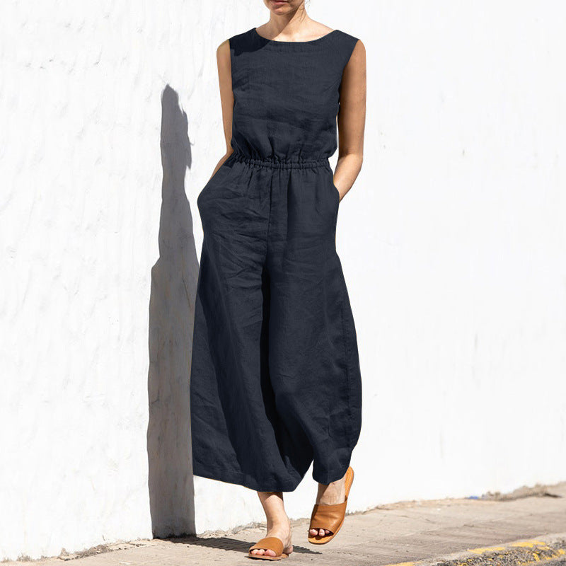 Gabby - Elastic Waist Cotton Playsuit