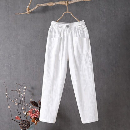 Giselle - Cotton linen women's trousers