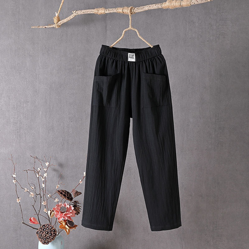 Giselle - Cotton linen women's trousers