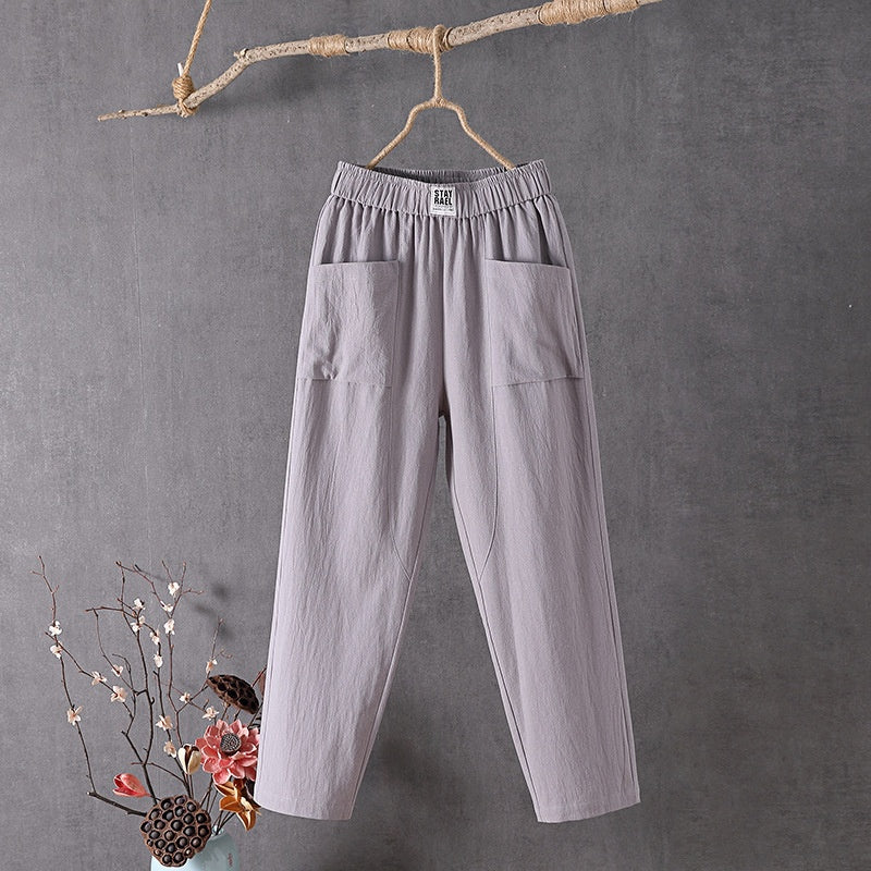 Giselle - Cotton linen women's trousers