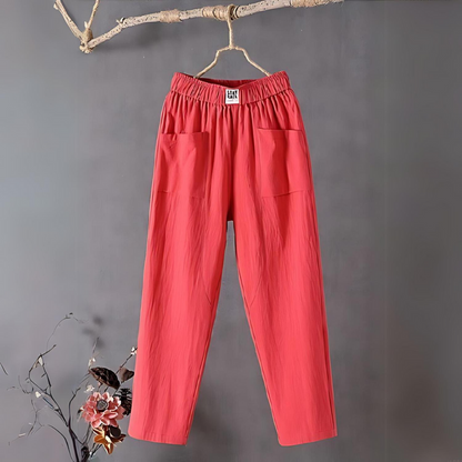 Giselle - Cotton linen women's trousers