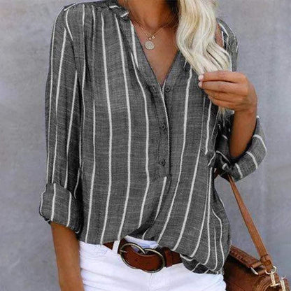 Striped Blouse - Casual Chic - Airy - Ideal for Office and Weekend