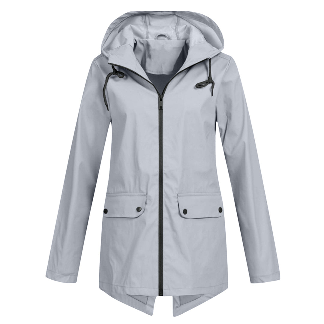 Casual lightweight rain jacket with hood and zipper for women | Ideal for fall/winter