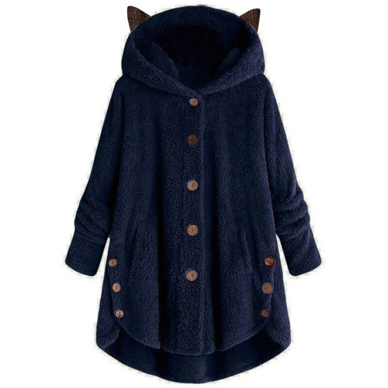 Warm Plush Lined Cat Coat