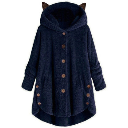 Warm Plush Lined Cat Coat