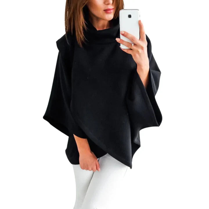 Xenia - poncho sweater with turtleneck for women