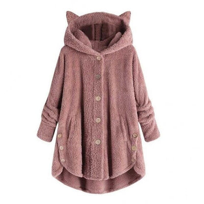 Warm Plush Lined Cat Coat