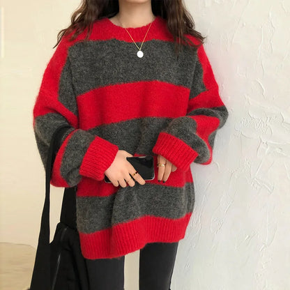 Yvena Sweater | Loose Striped Winter Sweater