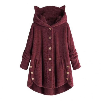 Warm Plush Lined Cat Coat