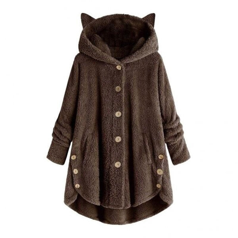 Warm Plush Lined Cat Coat