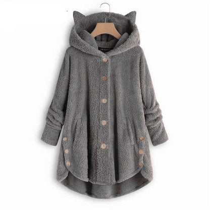 Warm Plush Lined Cat Coat