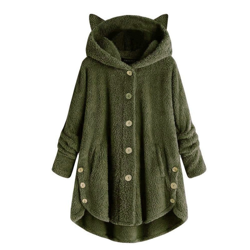 Warm Plush Lined Cat Coat