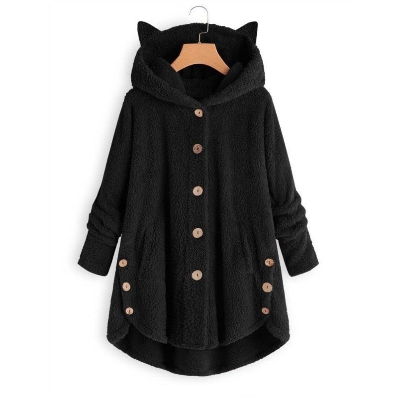 Warm Plush Lined Cat Coat