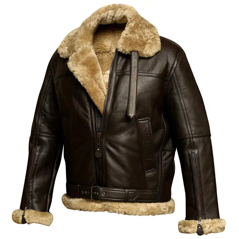 Comfortable bomber-style leather jacket for men | Ideal for all seasons