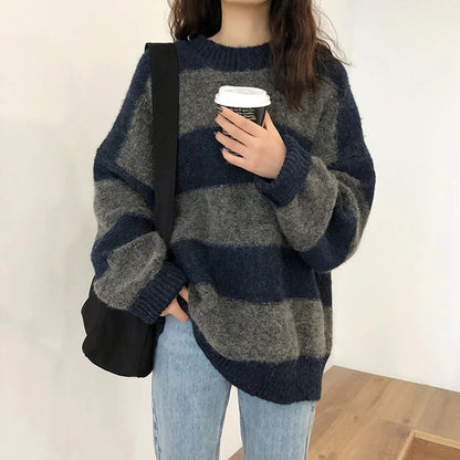 Yvena Sweater | Loose Striped Winter Sweater