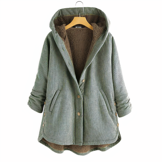 Checked wool coat with hood - Hera