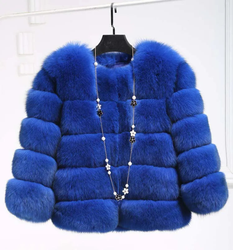 Women's coat in fluffy faux fur