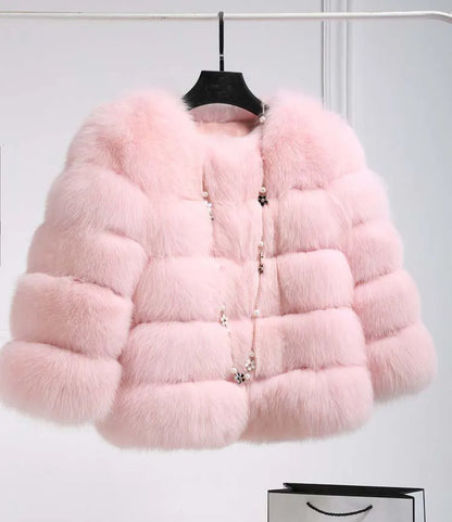 Women's coat in fluffy faux fur