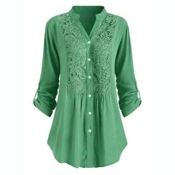 Hailei - Long blouse with puff sleeves for women