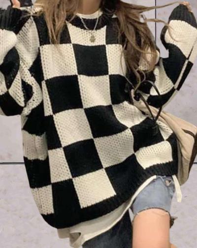 Anallyn - Chic Checkered Sweater for Women