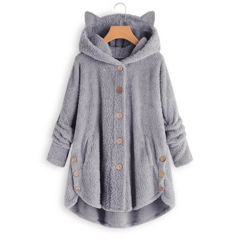 Warm Plush Lined Cat Coat