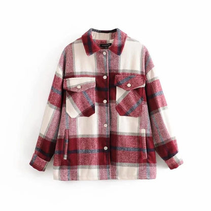 ALICE - Oversized Wool Casual Check Shirt