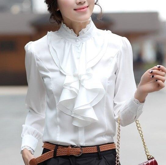 LEA - Long-sleeve ruffle blouse with jabot collar