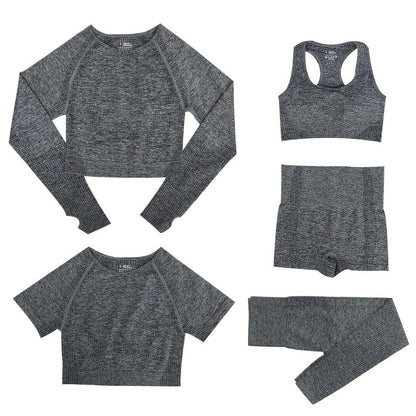 5-Piece Sports Set | Women's high-waisted tops and sports leggings