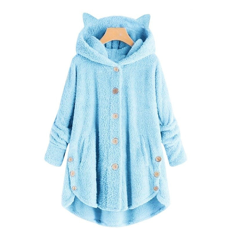 Warm Plush Lined Cat Coat